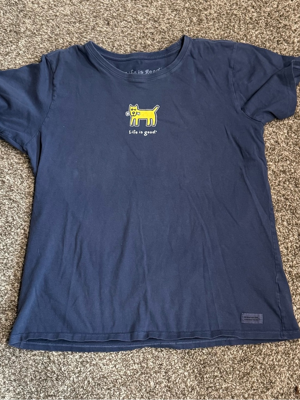 Life Is Good Navy Short Sleeve Tee with Yellow Dog Graphic - Picture 3 of 8